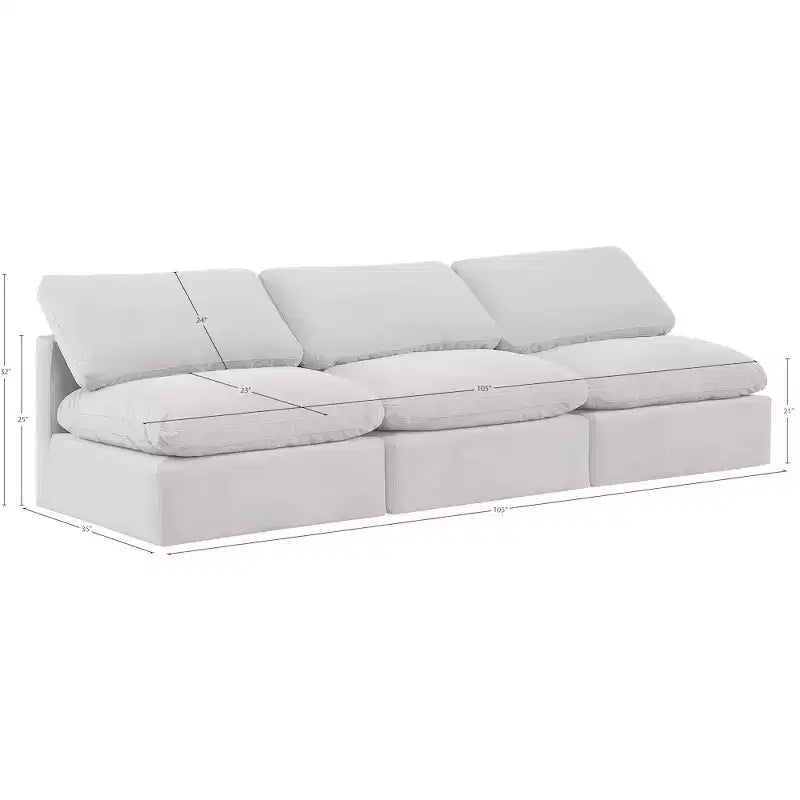 Canapé modulable en velours crème Indulge Meridian Furniture