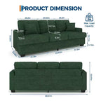 86 Faux Leather Sofa, 3-Seater Couch with Deep Seats, 2 Removable Back Cushions & 2 Throw Pillows, Waterproof, for Living Room or Office, Black