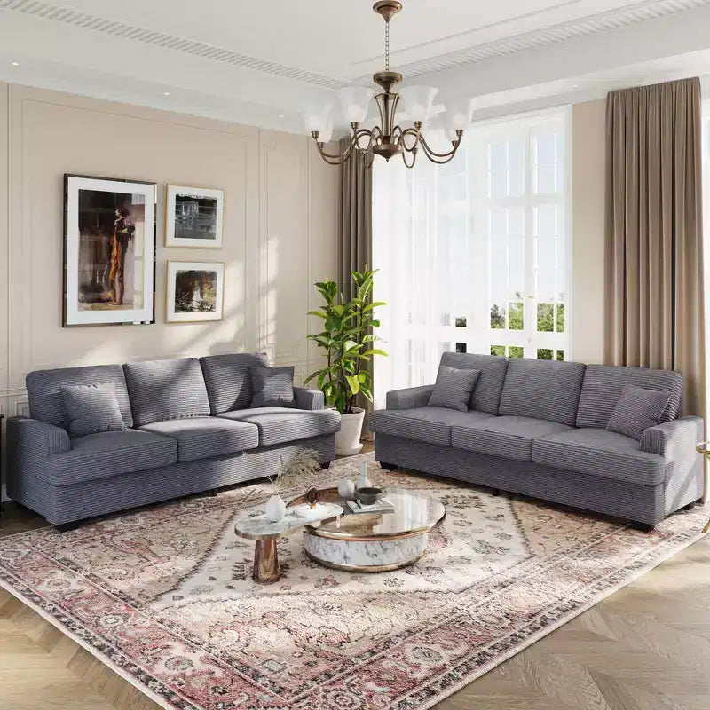 86 Faux Leather Sofa, 3-Seater Couch with Deep Seats, 2 Removable Back Cushions & 2 Throw Pillows, Waterproof, for Living Room or Office, Black