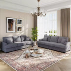 86 Faux Leather Sofa, 3-Seater Couch with Deep Seats, 2 Removable Back Cushions & 2 Throw Pillows, Waterproof, for Living Room or Office, Black