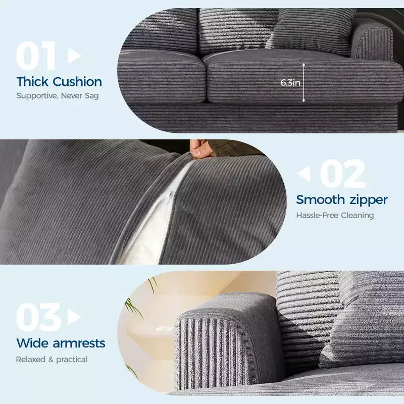 86 Faux Leather Sofa, 3-Seater Couch with Deep Seats, 2 Removable Back Cushions & 2 Throw Pillows, Waterproof, for Living Room or Office, Black