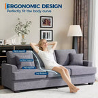 86 Faux Leather Sofa, 3-Seater Couch with Deep Seats, 2 Removable Back Cushions & 2 Throw Pillows, Waterproof, for Living Room or Office, Black