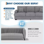 86 Faux Leather Sofa, 3-Seater Couch with Deep Seats, 2 Removable Back Cushions & 2 Throw Pillows, Waterproof, for Living Room or Office, Black