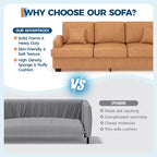 86 Faux Leather Sofa, 3-Seater Couch with Deep Seats, 2 Removable Back Cushions & 2 Throw Pillows, Waterproof, for Living Room or Office, Black