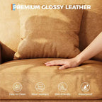 86 Faux Leather Sofa, 3-Seater Couch with Deep Seats, 2 Removable Back Cushions & 2 Throw Pillows, Waterproof, for Living Room or Office, Black