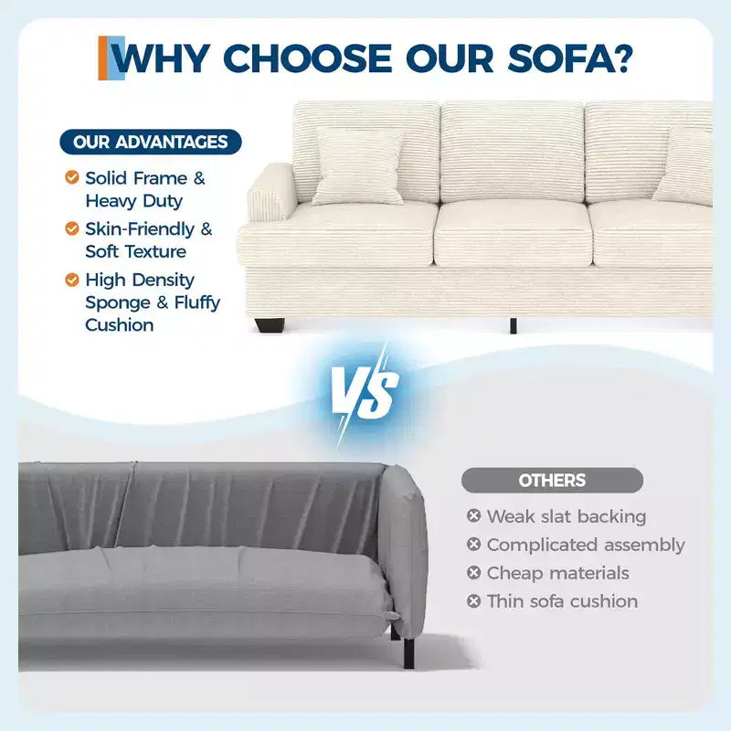86 Faux Leather Sofa, 3-Seater Couch with Deep Seats, 2 Removable Back Cushions & 2 Throw Pillows, Waterproof, for Living Room or Office, Black