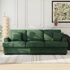 86 Faux Leather Sofa, 3-Seater Couch with Deep Seats, 2 Removable Back Cushions & 2 Throw Pillows, Waterproof, for Living Room or Office, Black