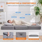 SunnyFurn Matelas Canapé-lit pliant 3 volets 6 pouces, lit d'appoint pliable en mousse avec velours côtelé capitonné, portable pour le camping, le salon, la chambre à coucher