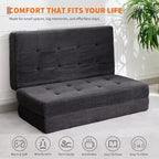 SunnyFurn Matelas Canapé-lit pliant 3 volets 6 pouces, lit d'appoint pliable en mousse avec velours côtelé capitonné, portable pour le camping, le salon, la chambre à coucher