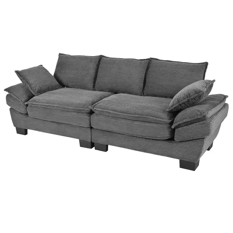 Canapé incurvé GDFStudio Torres U-Style 85.4 moderne en tissu velours côtelé avec 2 coussins décoratifs