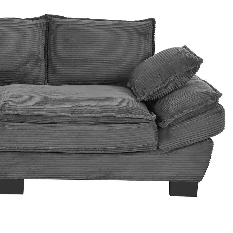 Canapé incurvé GDFStudio Torres U-Style 85.4 moderne en tissu velours côtelé avec 2 coussins décoratifs