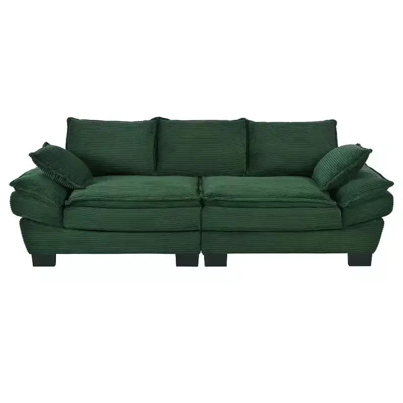 Canapé incurvé GDFStudio Torres U-Style 85.4 moderne en tissu velours côtelé avec 2 coussins décoratifs