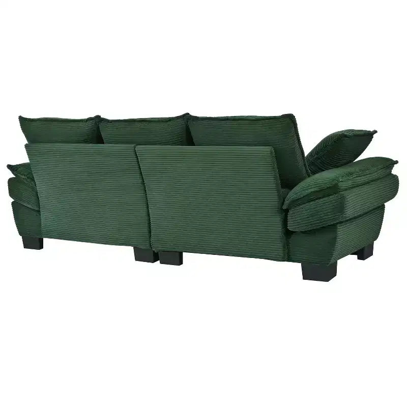 Canapé incurvé GDFStudio Torres U-Style 85.4 moderne en tissu velours côtelé avec 2 coussins décoratifs
