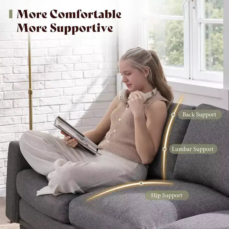 AMERLIFE Canapé 3 places 190 cm avec assise profonde et structure en métal