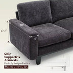 AMERLIFE Canapé 3 places 190 cm avec assise profonde et structure en métal
