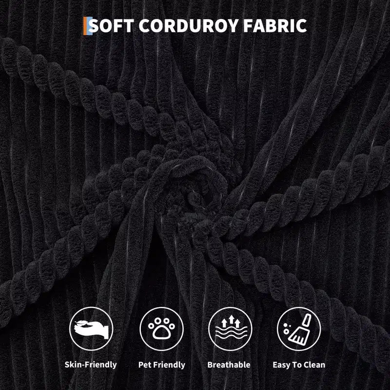Convertible Sleeper Sofa Bed 79 Inch, 4-in-1 Boneless Corduroy Folding Sofa Bed with Pillow and Fixed Shape, Floor Mattress Couch Loveseatblack