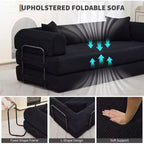 Convertible Sleeper Sofa Bed 79 Inch, 4-in-1 Boneless Corduroy Folding Sofa Bed with Pillow and Fixed Shape, Floor Mattress Couch Loveseatblack