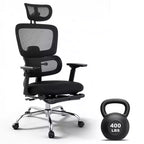 Ergonomic High Back Mesh Office Gaming Chair, 400lb Heavy Duty Capacity with Flip-Up Arms, Adjustable Headrest, Lumbar and Leg Support, Reclining