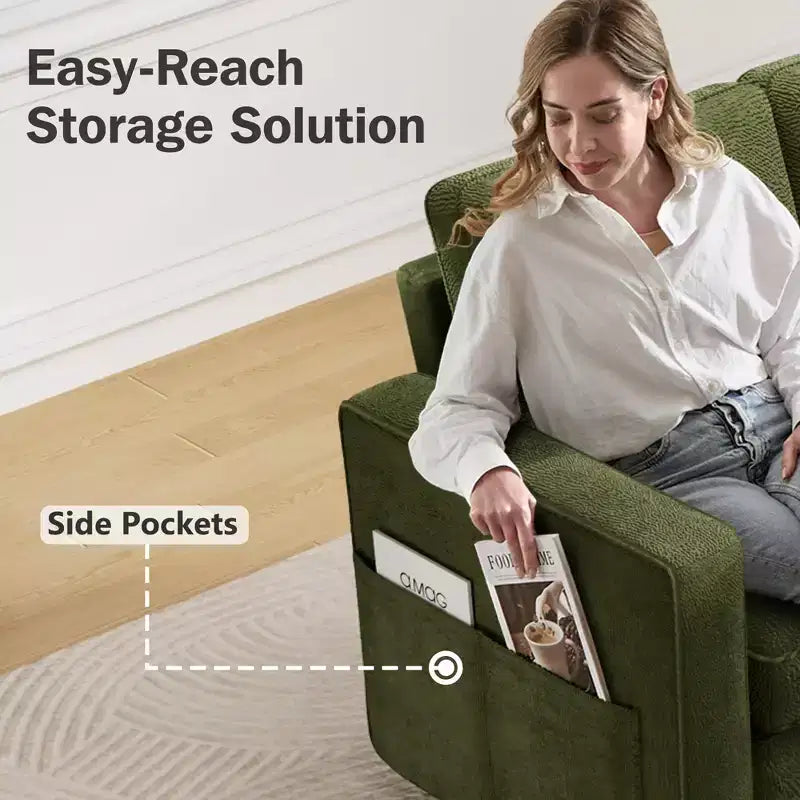 Dyonery 2 in 1 Pull Out Couch with Reversible Storage Chaise 81 Sectional Sleeper Sofa Bed L-Shaped Couch with Side Pockets,Tool-Free Assembly
