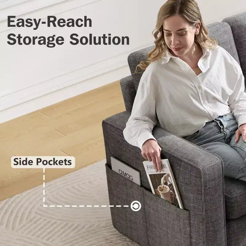 Dyonery 2 in 1 Pull Out Couch with Reversible Storage Chaise 81 Sectional Sleeper Sofa Bed L-Shaped Couch with Side Pockets,Tool-Free Assembly
