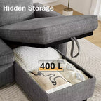 Dyonery 2 in 1 Pull Out Couch with Reversible Storage Chaise 81 Sectional Sleeper Sofa Bed L-Shaped Couch with Side Pockets,Tool-Free Assembly