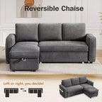 Dyonery 2 in 1 Pull Out Couch with Reversible Storage Chaise 81 Sectional Sleeper Sofa Bed L-Shaped Couch with Side Pockets,Tool-Free Assembly