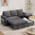 Dyonery 2 in 1 Pull Out Couch with Reversible Storage Chaise 81 Sectional Sleeper Sofa Bed L-Shaped Couch with Side Pockets,Tool-Free Assembly