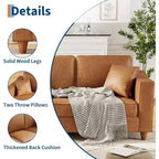 SunnyFurn Canapé 3 places en similicuir avec 2 coussins, assise profonde et pieds en bois pour salon/bureau
