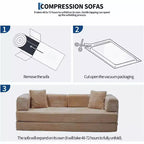 80.7 5-in-1 Convertible Sofa Bed, Folding Corduroy Couch with Storage, 4 Frames & 2 Pillows, No Assembly Space-Saving for Home & Dorm, Beige