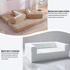 80.7 5-in-1 Convertible Sofa Bed, Folding Corduroy Couch with Storage, 4 Frames & 2 Pillows, No Assembly Space-Saving for Home & Dorm, Beige