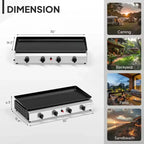Karl Home 4-Burner 40000 BTU Propane Flat Top Tabletop Outdoor Griddle