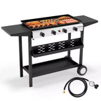 Karl Home 4-Burner 40000 BTU Portable Rolling Propane Outdoor Griddle with Stand