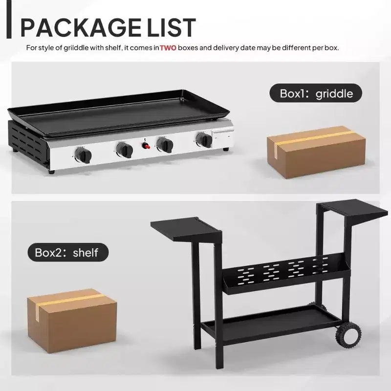 Karl Home 4-Burner 40000 BTU Portable Rolling Propane Outdoor Griddle with Stand