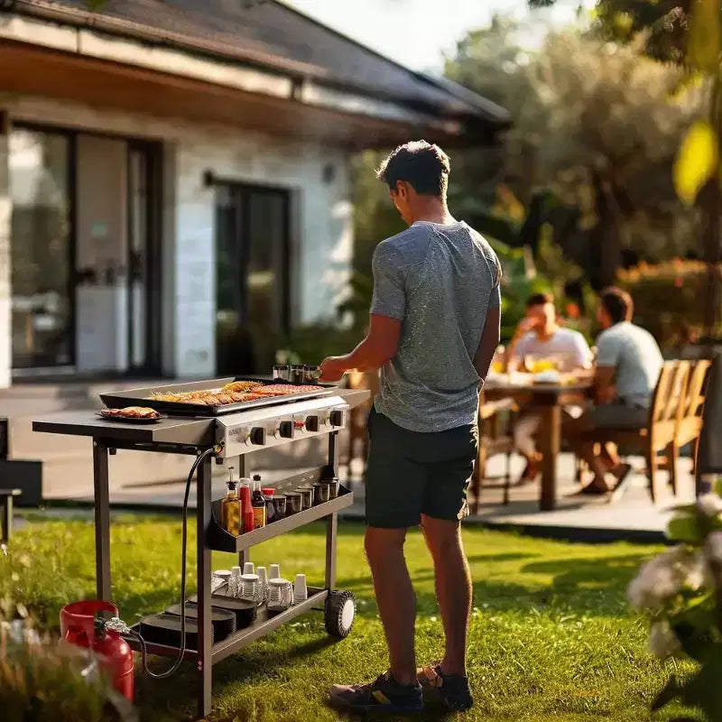 Karl Home 4-Burner 40000 BTU Portable Rolling Propane Outdoor Griddle with Stand