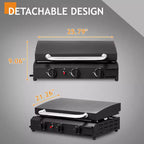Table de cuisson Karl Home à 3 brûleurs au propane avec plaque en fonte revêtue de céramique