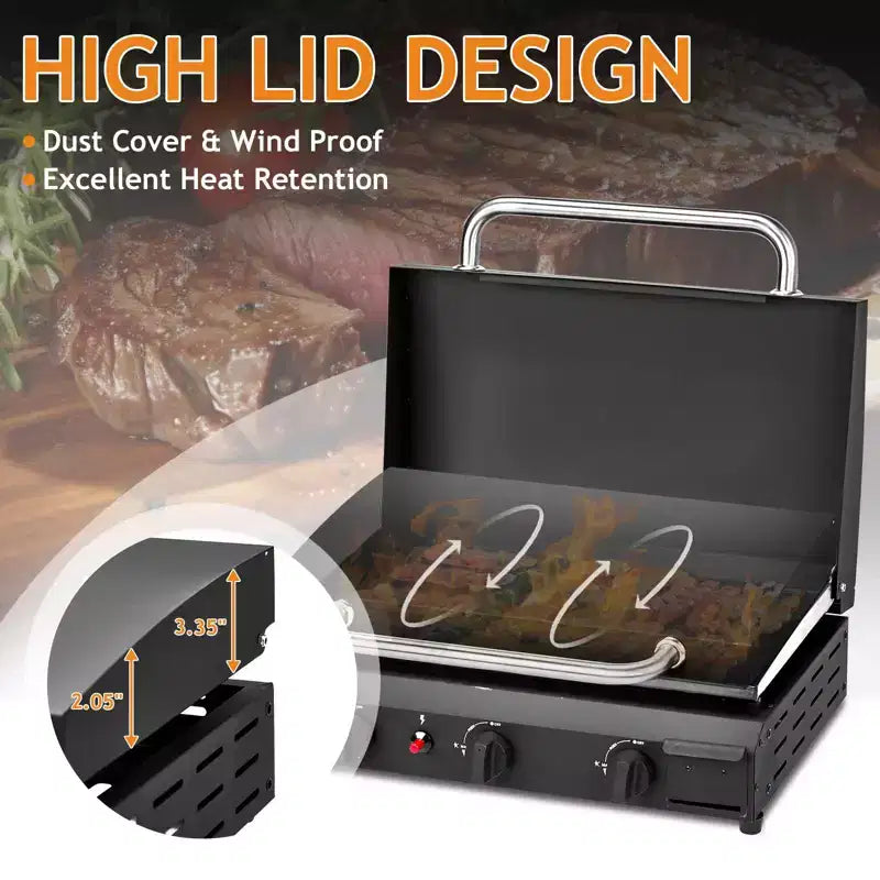 Table de cuisson Karl Home à 3 brûleurs au propane avec plaque en fonte revêtue de céramique