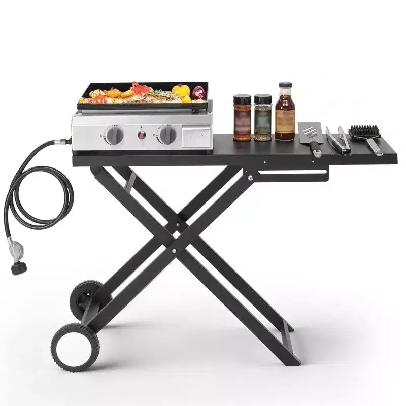 Karl Home 2-Burner 20000 BTU Foldable Propane Griddle with Wheels