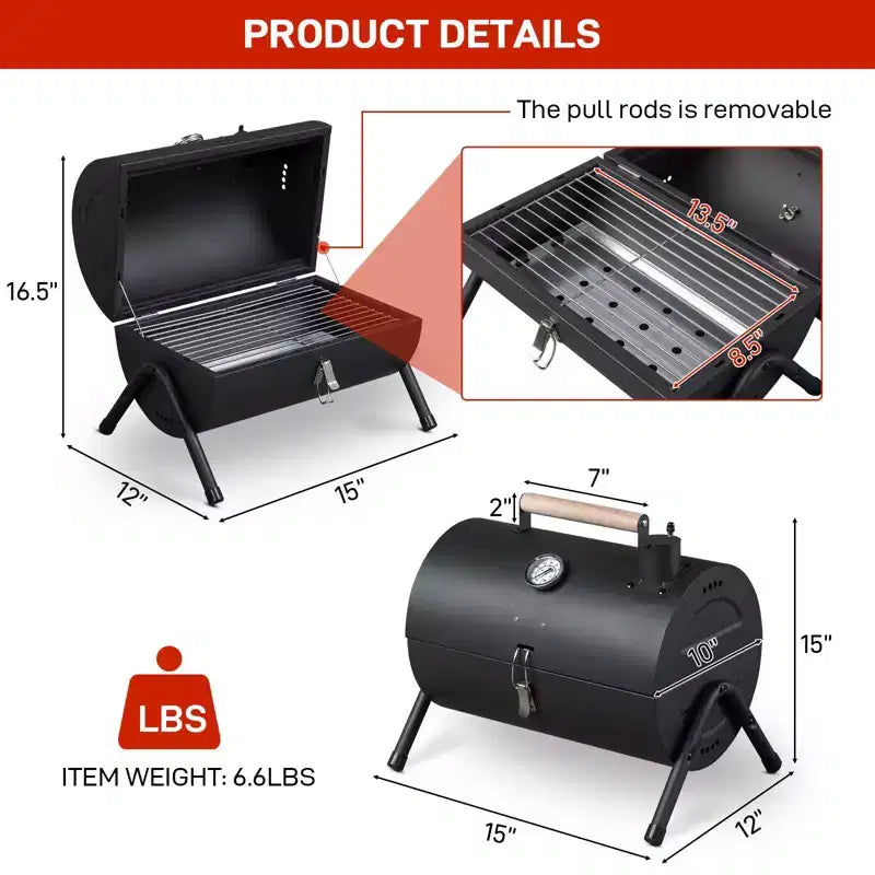 Barbecue portable au charbon de bois Karl Home 15 po