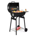 Karl Home 33.8 in. Barrel Charcoal Grill with Side Table and Wheels