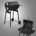 Karl Home 33.8 in. Barrel Charcoal Grill with Side Table and Wheels