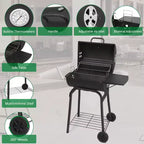 Karl Home 33.8 in. Barrel Charcoal Grill with Side Table and Wheels