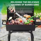 Karl Home 33.8 in. Barrel Charcoal Grill with Side Table and Wheels