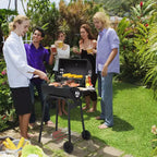Karl Home 33.8 in. Barrel Charcoal Grill with Side Table and Wheels