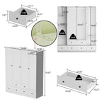 Wardrobe Armoire Closet 59W Large Freestanding Wardrobe Cabinet White