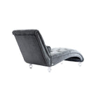 Button-Tufted Upholstered Velvet Recliner Chaise with Pillow and Acrylic Feet