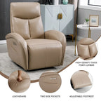 Leatheraire Swivel and Rocker Power Recliner Chair with Lumbar Support, Max Swivel Degree 270, USB and Type-C Ports