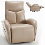 Leatheraire Swivel and Rocker Power Recliner Chair with Lumbar Support, Max Swivel Degree 270, USB and Type-C Ports