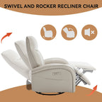 Leatheraire Swivel and Rocker Power Recliner Chair with Lumbar Support, Max Swivel Degree 270, USB and Type-C Ports