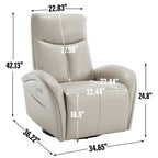 Leatheraire Swivel and Rocker Power Recliner Chair with Lumbar Support, Max Swivel Degree 270, USB and Type-C Ports