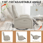 Leatheraire Swivel and Rocker Power Recliner Chair with Lumbar Support, Max Swivel Degree 270, USB and Type-C Ports